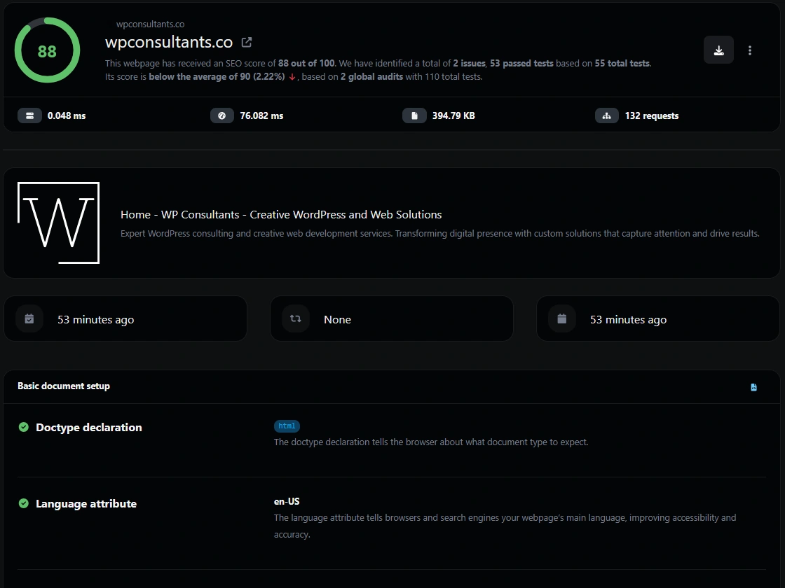 Screenshot of the app dashboard